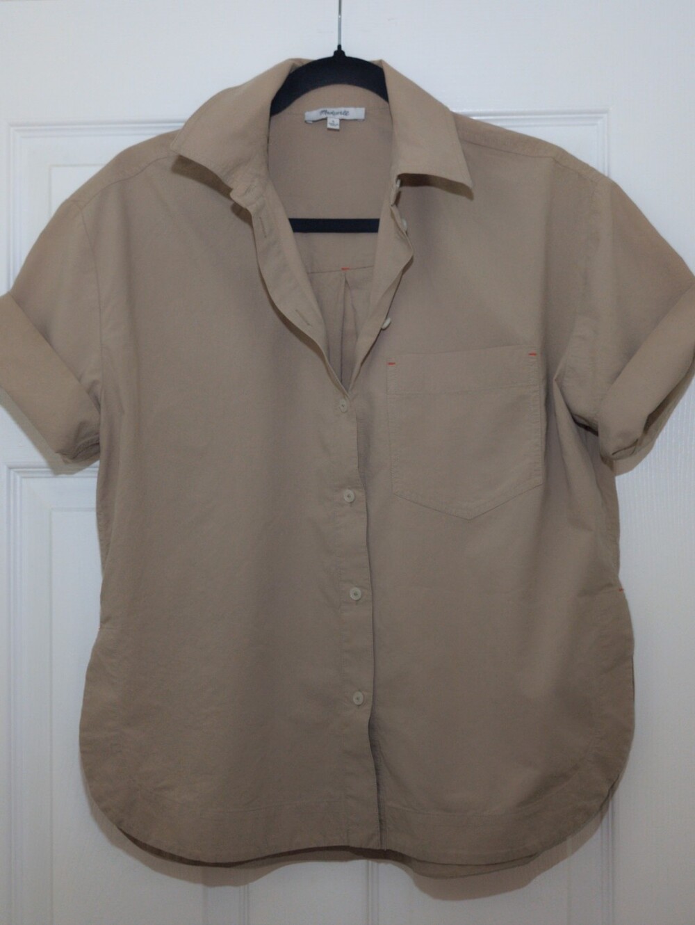 Madewell Oversized Boxy Burton-Up Shirt in Signature Poplin (cotton) Color Oat S